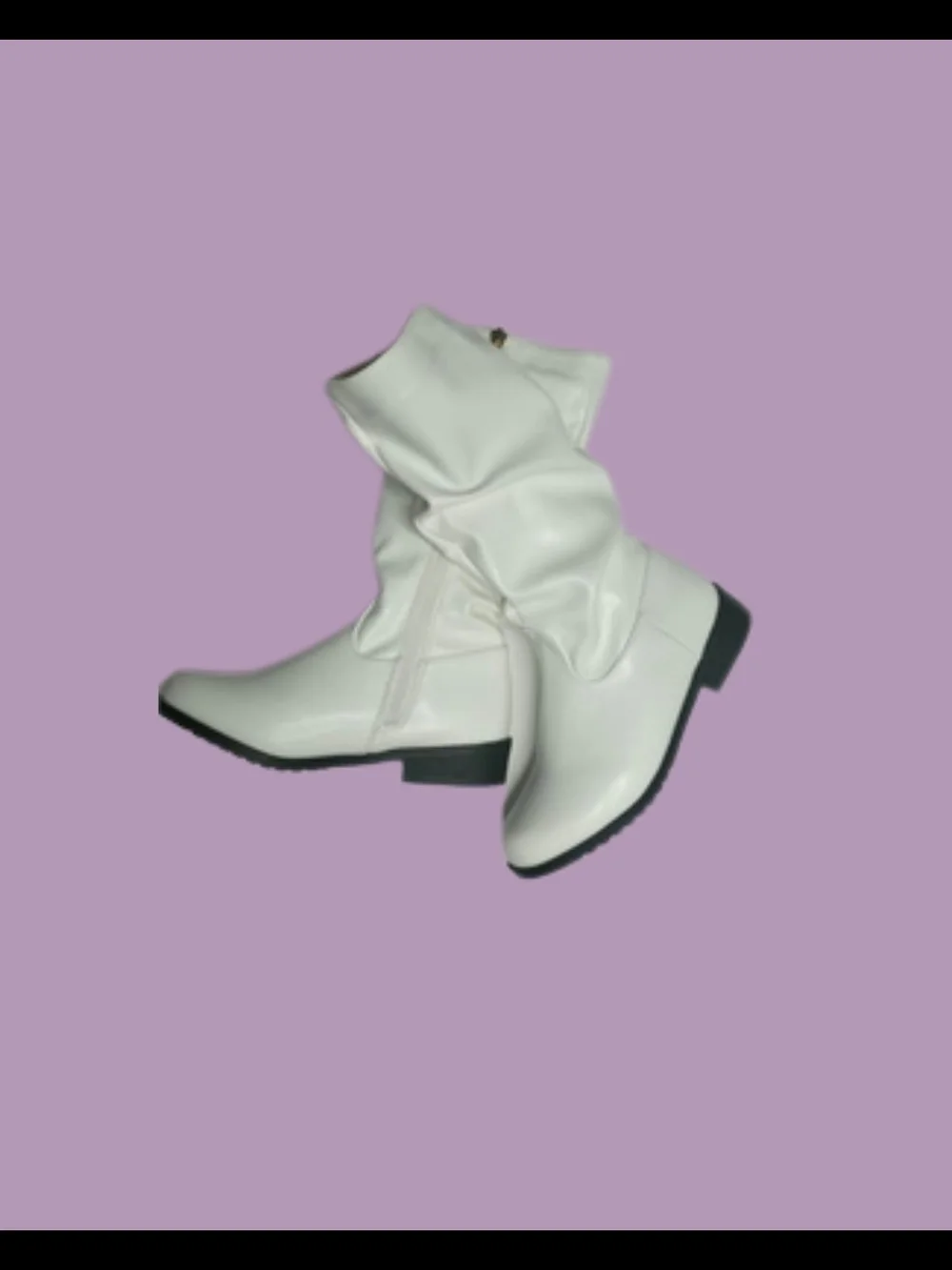 White Mid-Calf Slouch Leather Boots - Girls